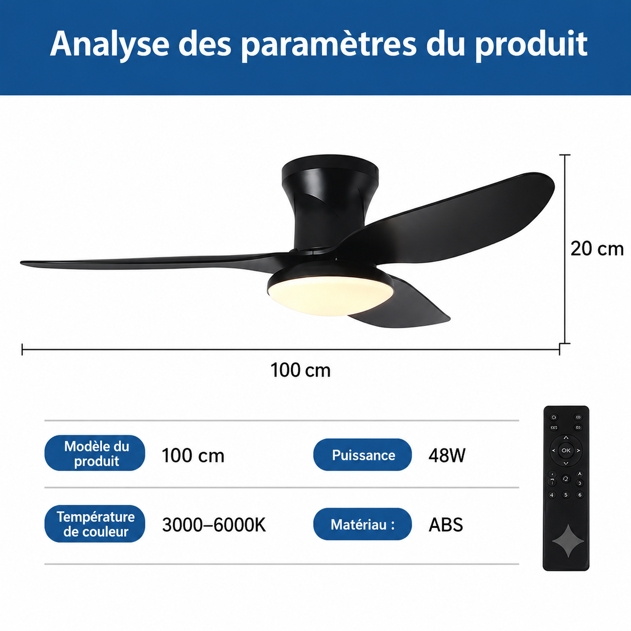Ventilateur Plafond Connecté Varen – Pales Invisibles Rétractables, Bluetooth & LED