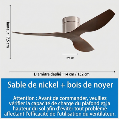 Ventilateur de Plafond Style Industriel Koryn – 132/114cm, Moteur DC Réversible & Silencieux