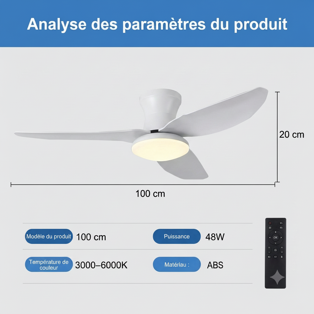 Ventilateur connecté bois pêche noir Bluetooth minuteur