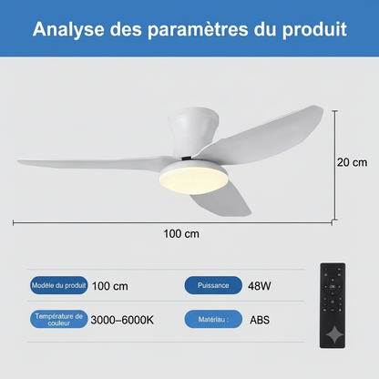 Ventilateur connecté bois pêche noir Bluetooth minuteur