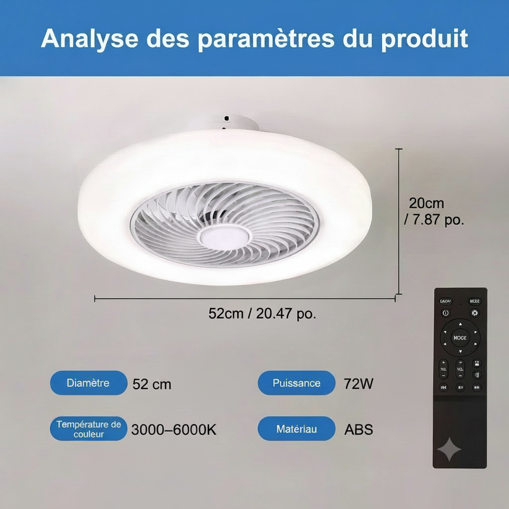 Ventilateur bois nordique DC brushless 3000K 4000K 6000K