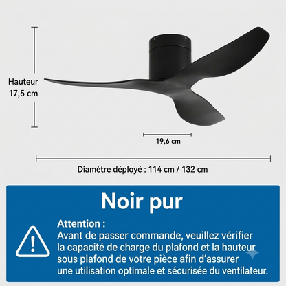 Ventilateur de Plafond Style Industriel Koryn – 132/114cm, Moteur DC Réversible & Silencieux