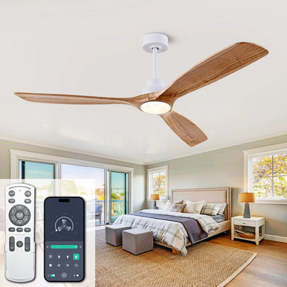 Ventilateur de Plafond Bois Naturel Neylo – 107/132/152cm, Moteur DC Silencieux, LED & Télécommande