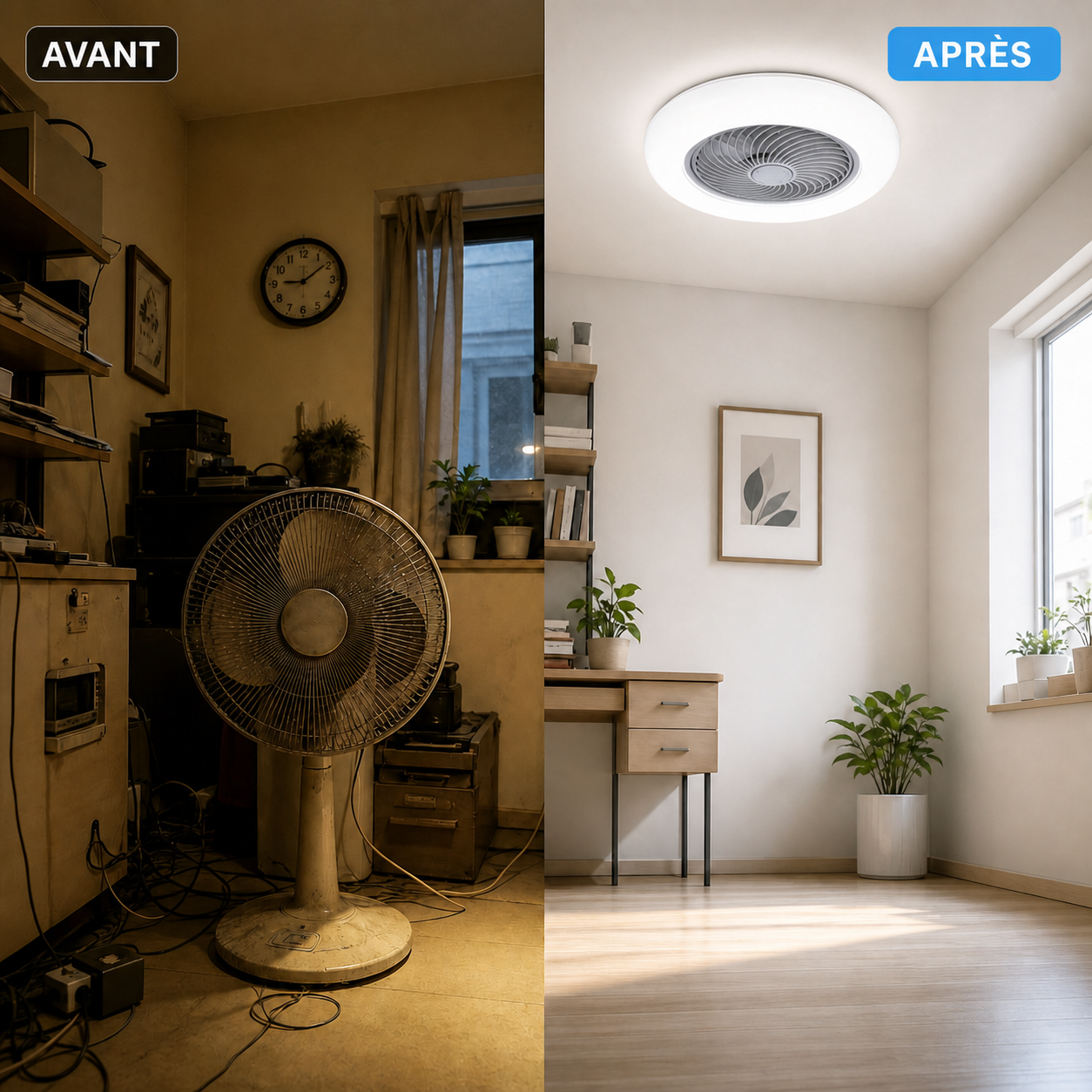 Ventilateur Plafond – Style Nordique, Moteur DC Inaudible & LED
