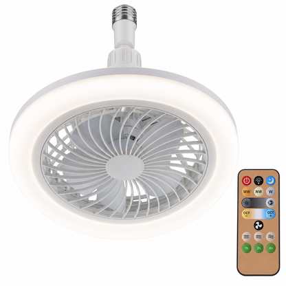 Mini Ventilateur Plafonnier 2-en-1 – LED Orientable sur Douille E27