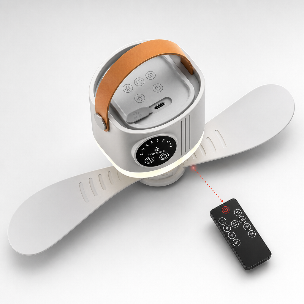 Lampe Ventilateur LED Portable — Rechargeable & Silencieux