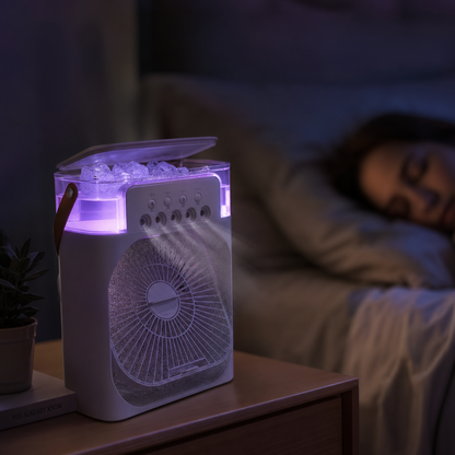 Climatiseur 3-en-1 Mini — Rafraîchit, Humidifie & Éclaire