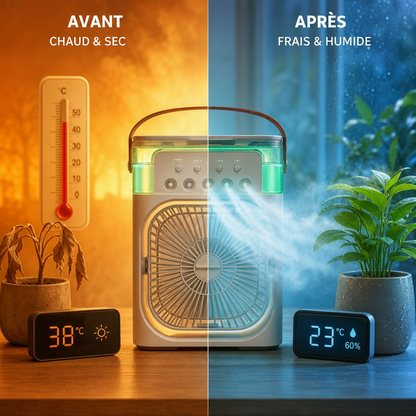 Climatiseur 3-en-1 Mini — Rafraîchit, Humidifie & Éclaire