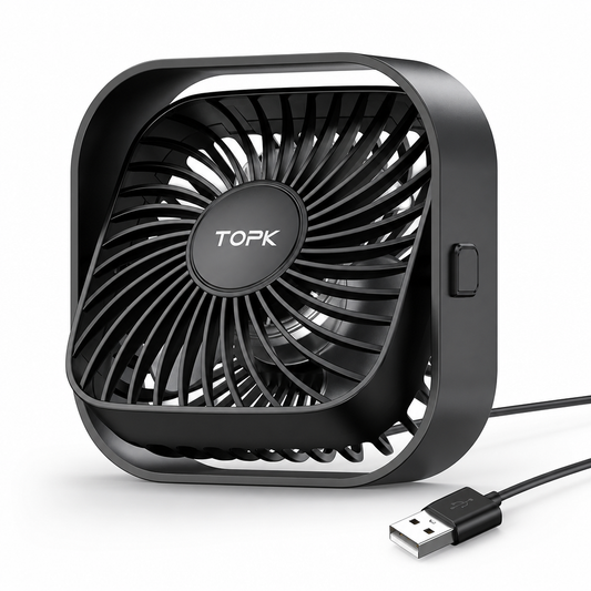 Mini Ventilateur USB — Silencieux, 3 Vitesses & Rotation 360°