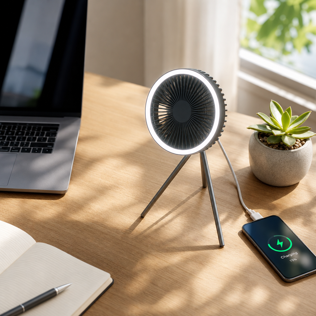Ventilateur Camping Rechargeable — Sans Fil, Longue Autonomie