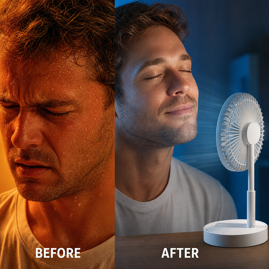 Ventilateur Pliable USB-C — Silencieux & Rechargeable