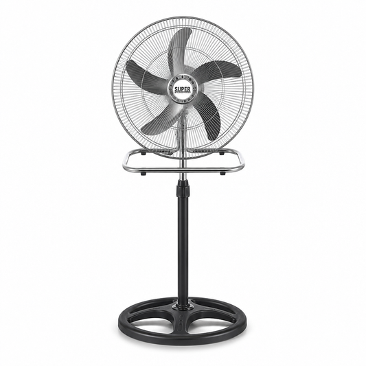 Ventilateur sur Pied Puissant — 3 Vitesses & Hauteur Réglable
