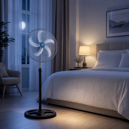 Ventilateur sur Pied Réglable — Silencieux & Puissant