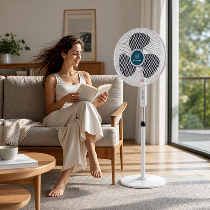 Ventilateur sur Pied H128 — Puissant, Silencieux & Design