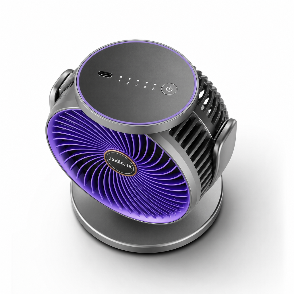 Ventilateur 3-en-1 Silencieux — 5 Vitesses, USB-C & 4 Hauteurs