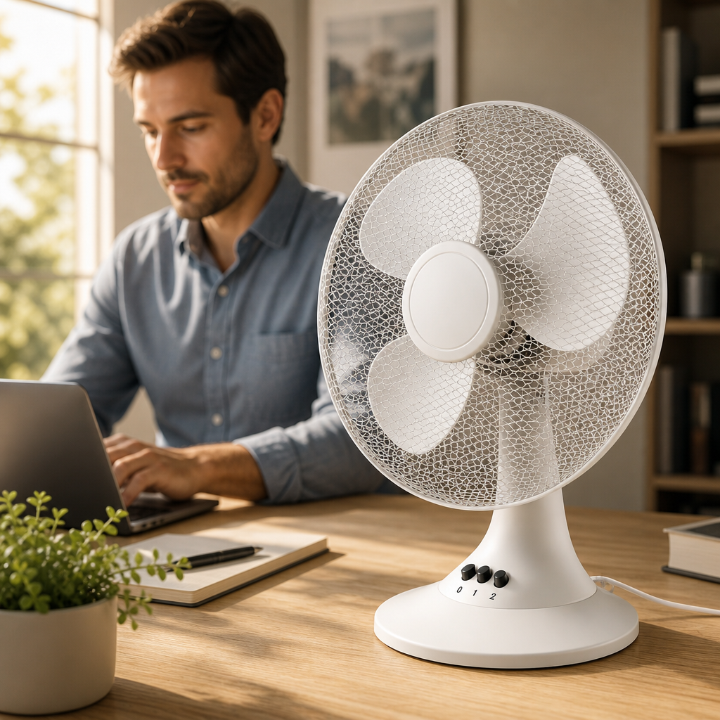 Ventilateur de Table Silencieux — 3 Vitesses & Inclinaison 30°