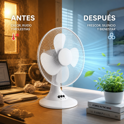 Ventilateur de Table Silencieux — 3 Vitesses & Inclinaison 30°