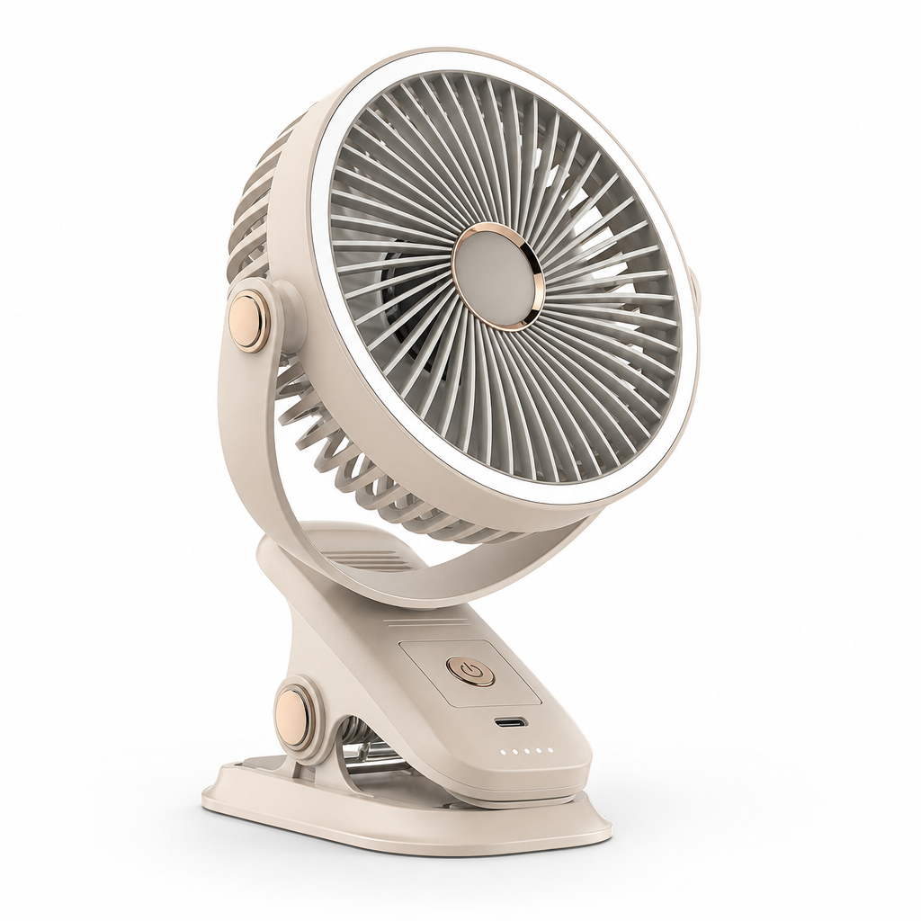 Ventilateur Rechargeable 8000 mAh — 3-en-1 avec LED & Clip