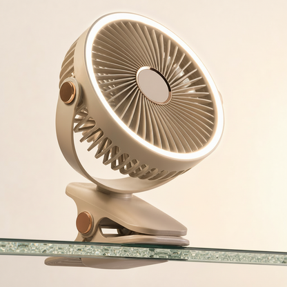 Ventilateur Rechargeable 8000 mAh — 3-en-1 avec LED & Clip