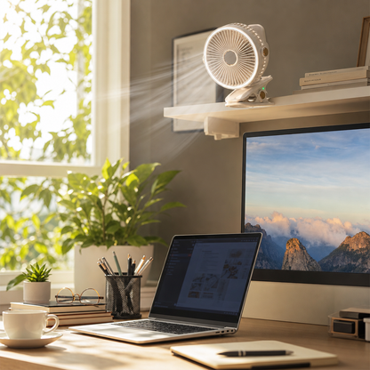 Ventilateur Rechargeable 8000 mAh — 3-en-1 avec LED & Clip