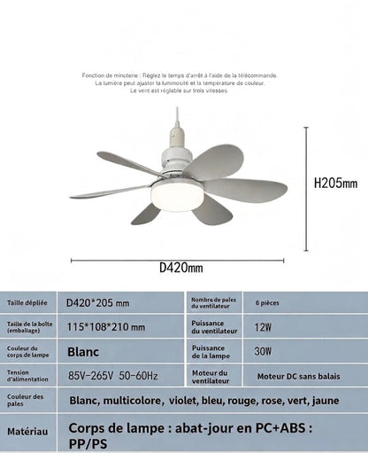 Ventilateur de Plafond LED E27 – Sans Travaux, Télécommande Incluse