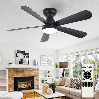 Ventilateur de Plafond Encastré Plat Alvik – 104cm, 5 Pales, Télécommande & Minuterie, Réversible